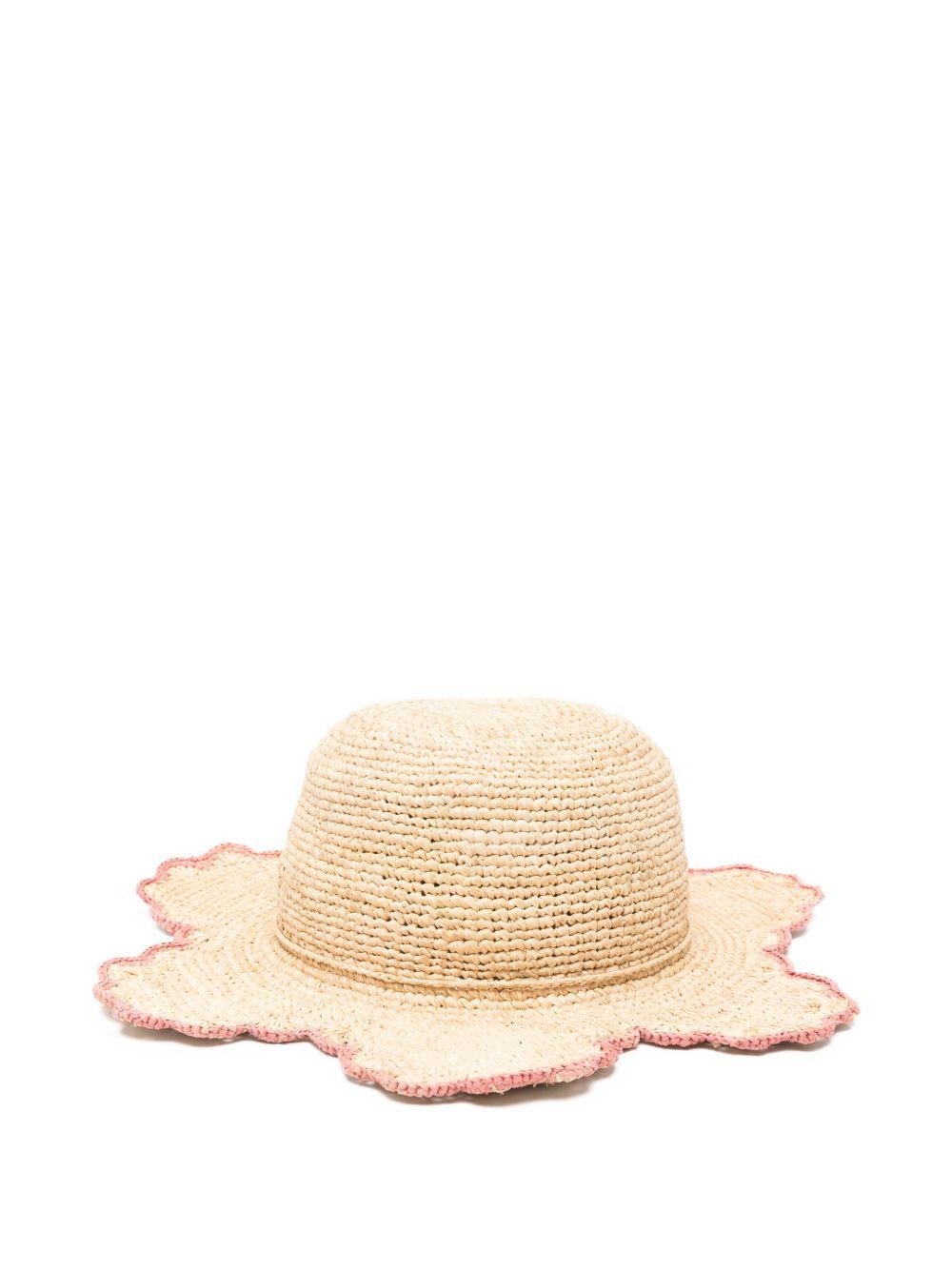 Cappello per bambina Bonpoint beige con pompon rosa - Rubino Kids