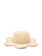 Cappello per bambina Bonpoint beige con pompon rosa - Rubino Kids