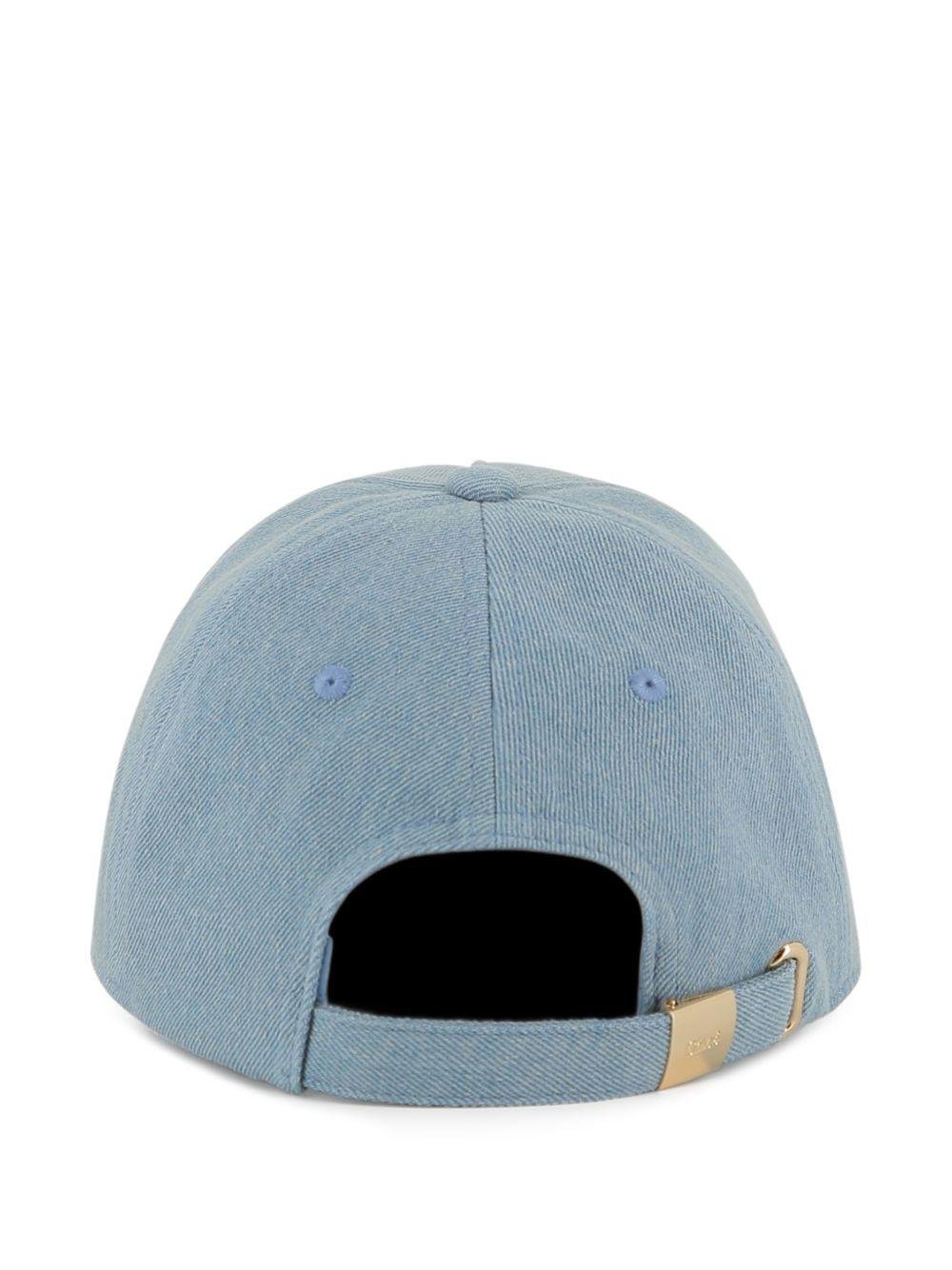 Cappello per bambina Chloé Kids in denim con ricamo logo - Rubino Kids