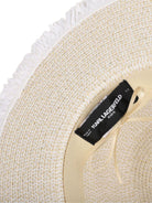 Cappello per bambina Karl Lagerfeld Kids bianco a righe sfilacciato - Rubino Kids