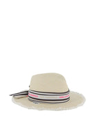 Cappello per bambina Karl Lagerfeld Kids bianco a righe sfilacciato - Rubino Kids