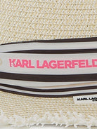 Cappello per bambina Karl Lagerfeld Kids bianco a righe sfilacciato - Rubino Kids
