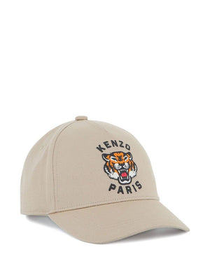 Kenzo Kids beige hat with tiger embroidery