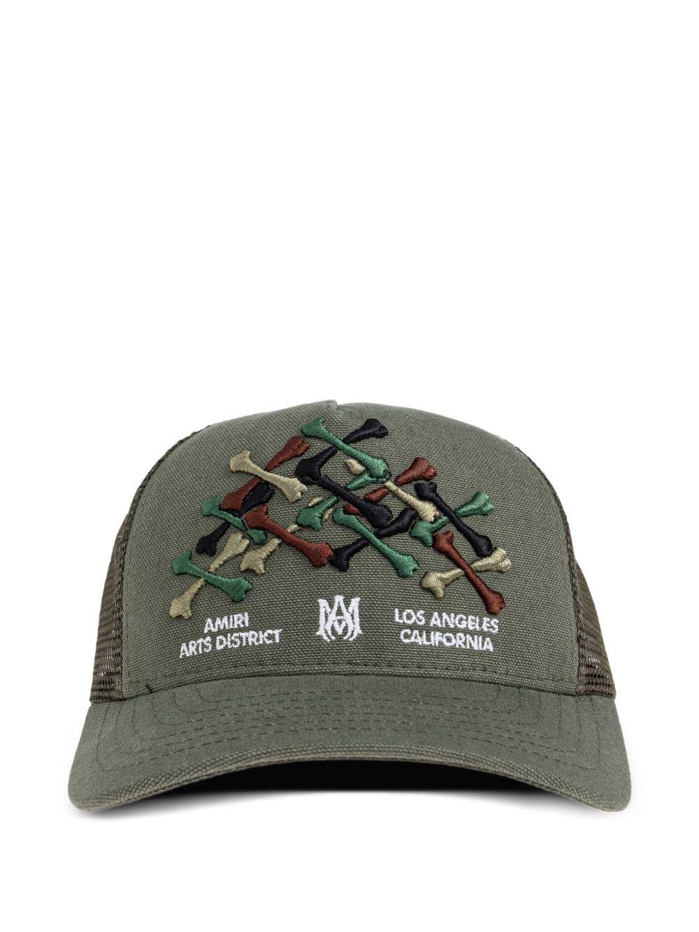 Cappello per bambino Amiri Kids verde con ossa ricamate sul davanti - Rubino Kids