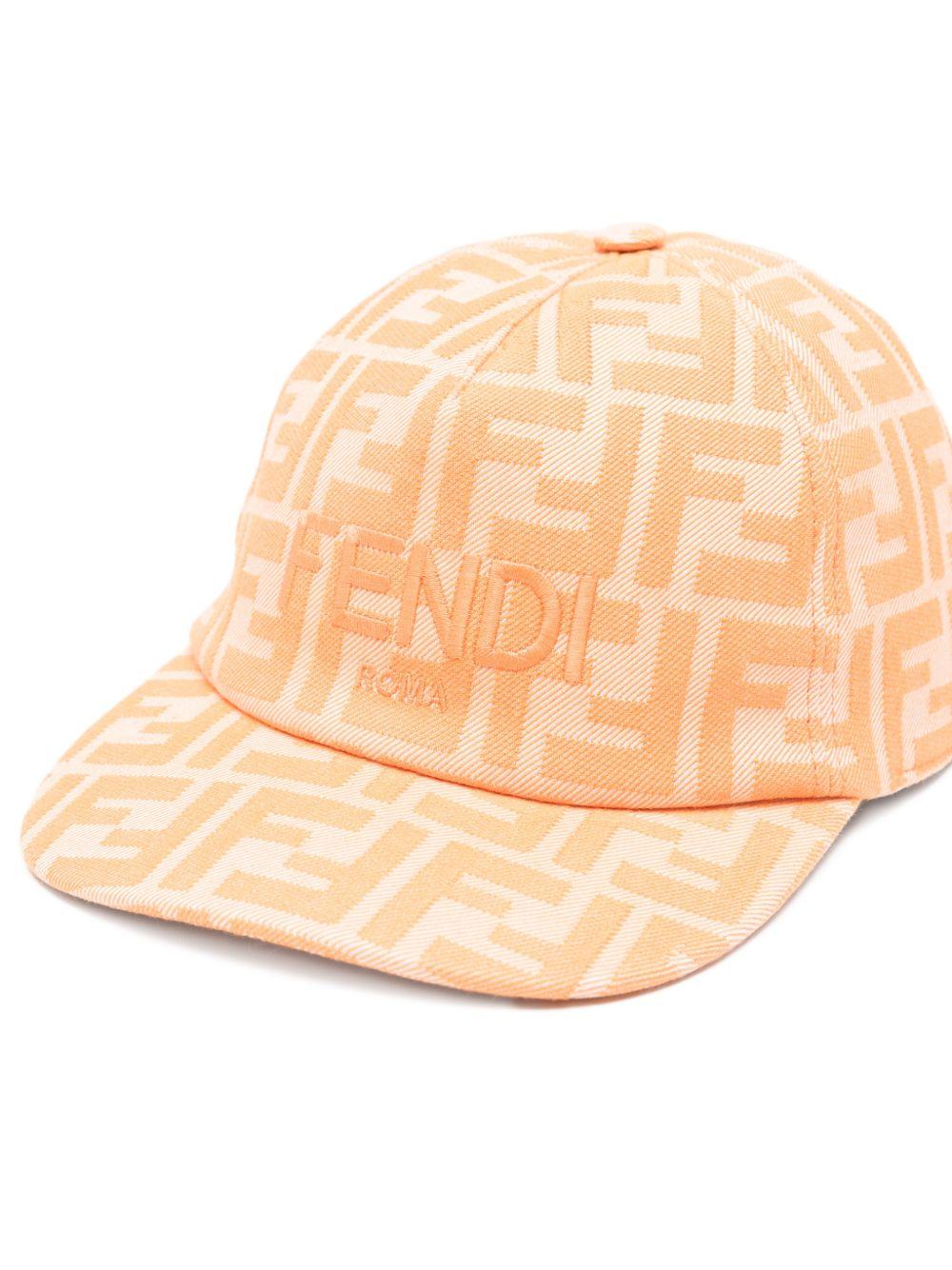 Cappello per bambino Fendi Kids arancione con logo all - over - Rubino Kids