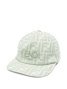 Cappello per bambino Fendi Kids verde con logo all - over - Rubino Kids