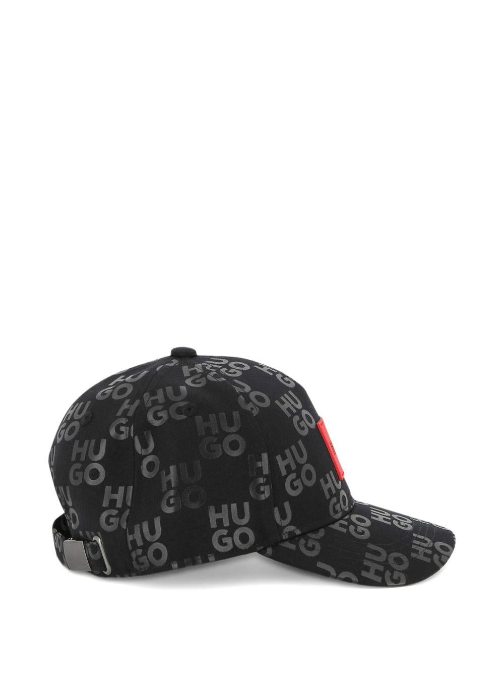Cappello per bambino Hugo Kids nero con dettaglio con logo in gomma - Rubino Kids