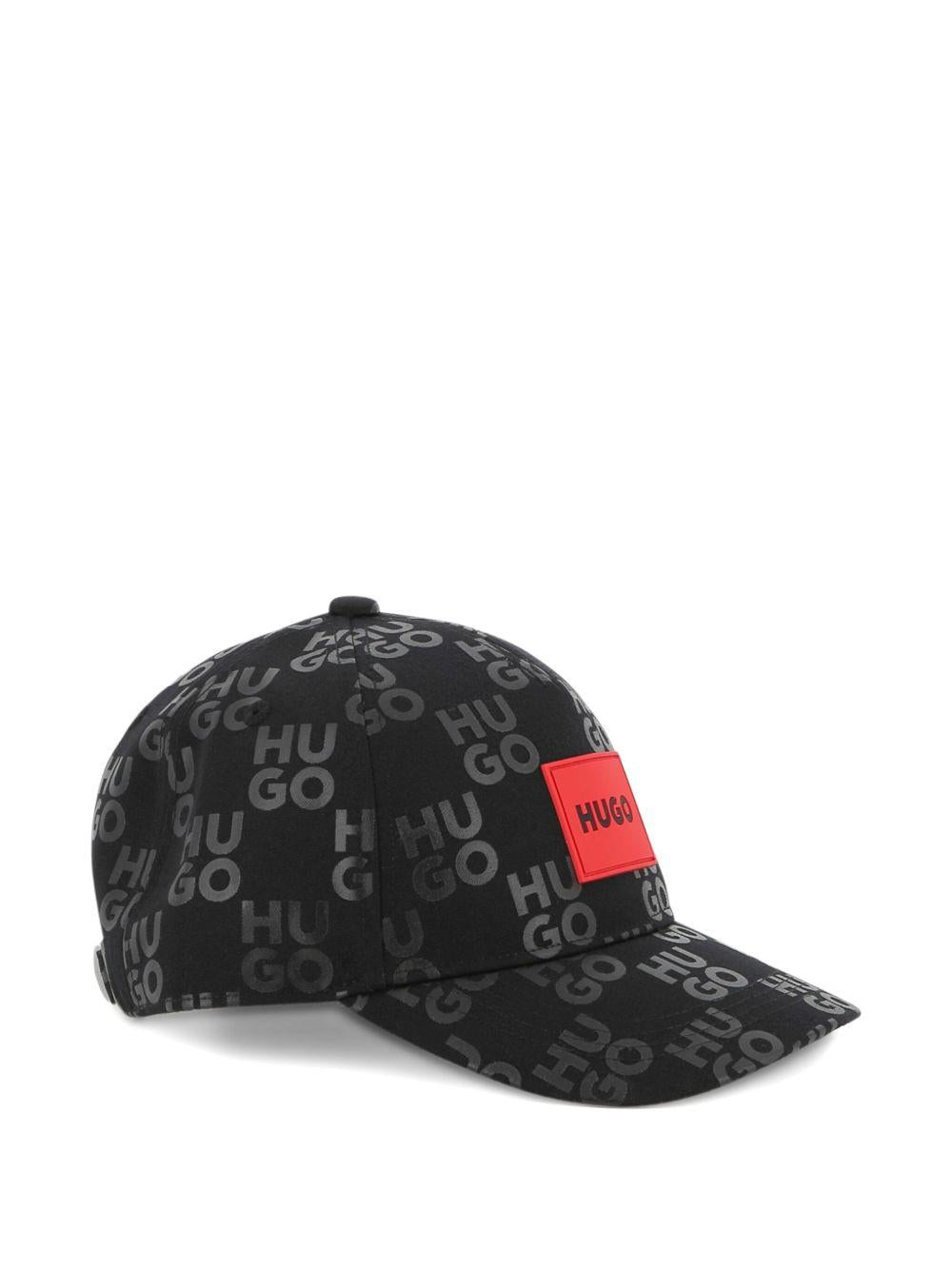 Cappello per bambino Hugo Kids nero con dettaglio con logo in gomma - Rubino Kids