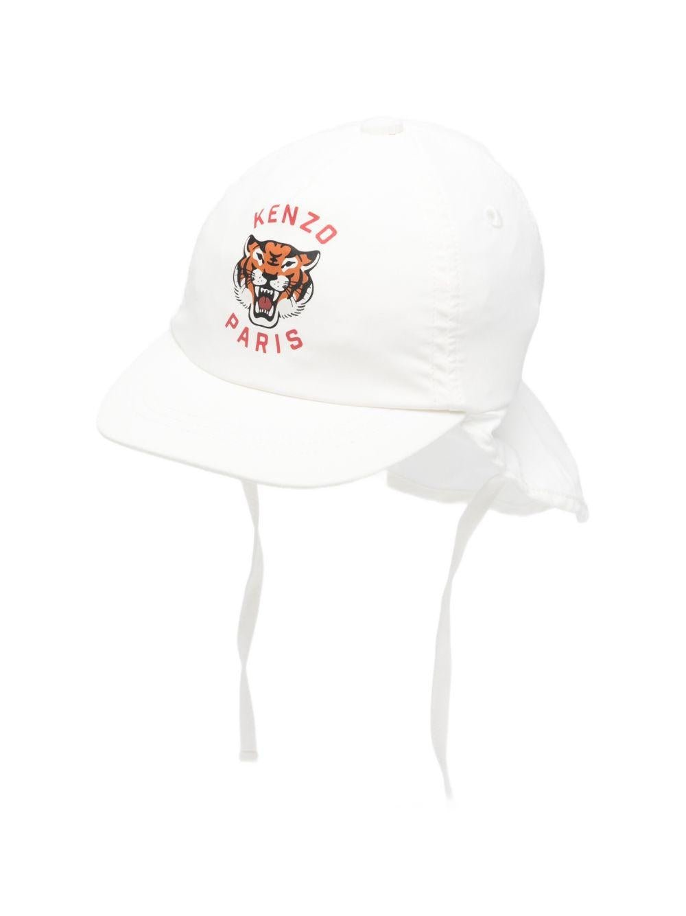 Cappello per bambino Kenzo Kids bianco con ricamo Tiger - Rubino Kids