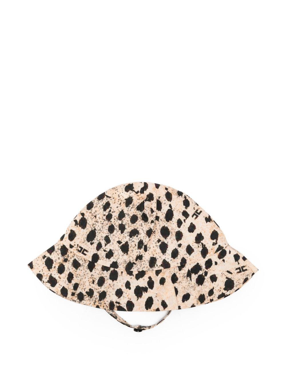 Cappello per neonata Elisabetta Franchi La Mia Bambina beige chiaro con motivo grafico - Rubino Kids