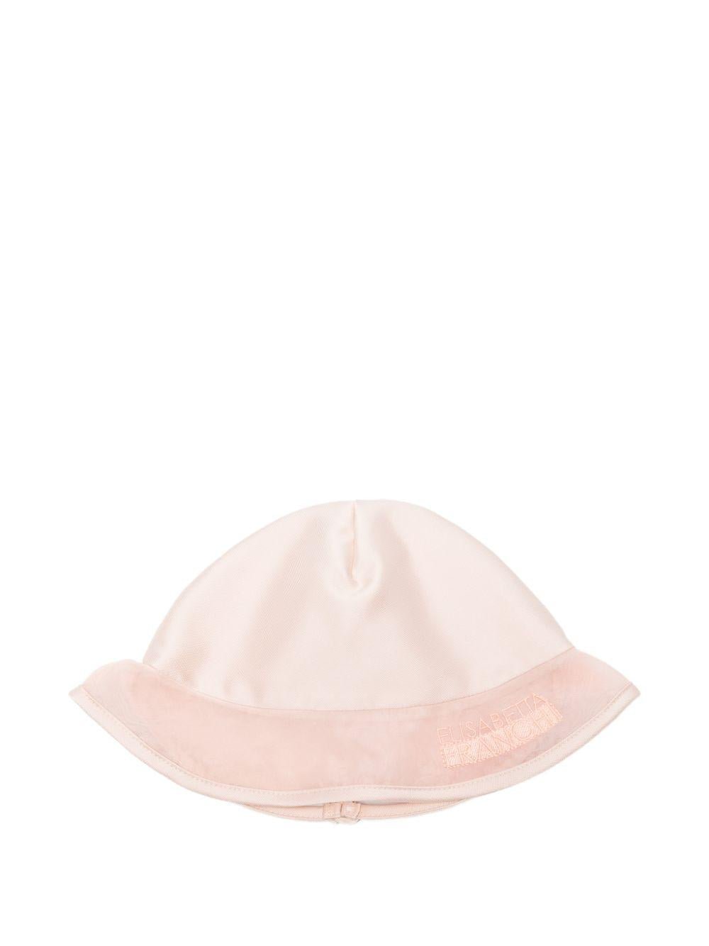 Cappello per neonata Elisabetta Franchi La Mia Bambina rosa chiaro con logo ricamato - Rubino Kids