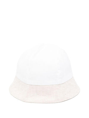 La Stupenderia white baby hat with contrasting hem and round crown