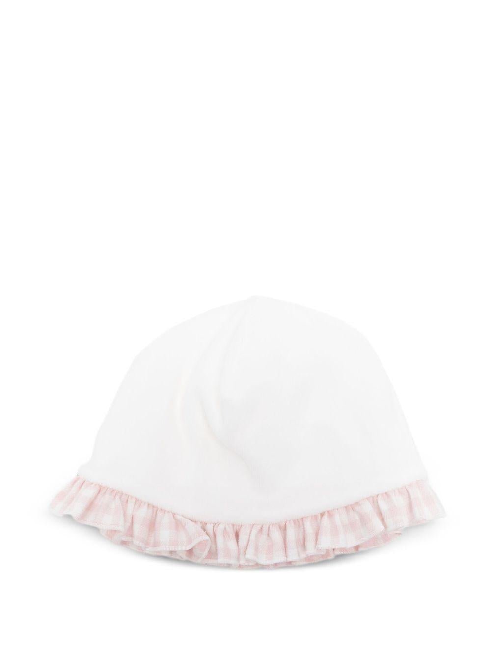 Cappello per neonata La Stupenderia bianco con rifiniture a quadretti - Rubino Kids