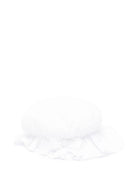 Cappello per neonata La Stupenderia bianco in lino con fascia elasticizzata e corona piatta - Rubino Kids