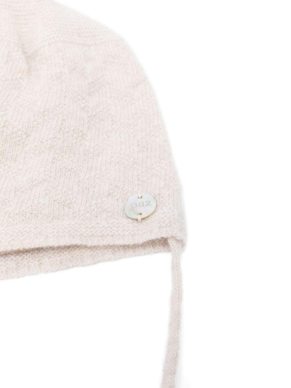 Cappello per neonata Paz Rodríguez beige con dettaglio pompom - Rubino Kids
