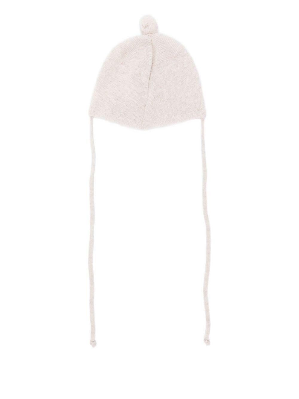Cappello per neonata Paz Rodríguez beige con dettaglio pompom - Rubino Kids