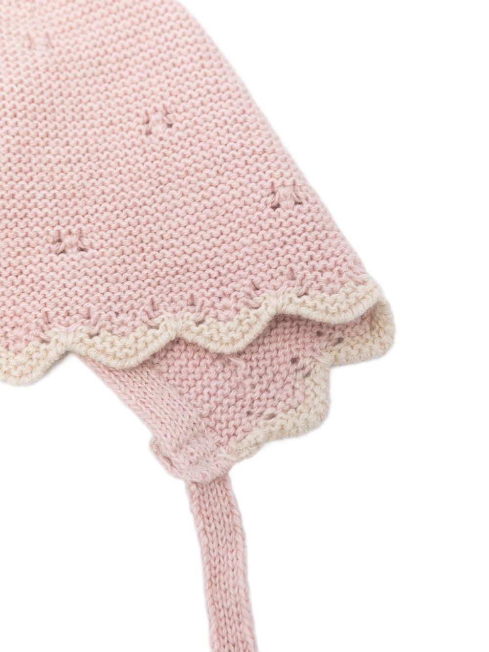 Cappello per neonata Paz Rodríguez rosa con bordo smerlato - Rubino Kids