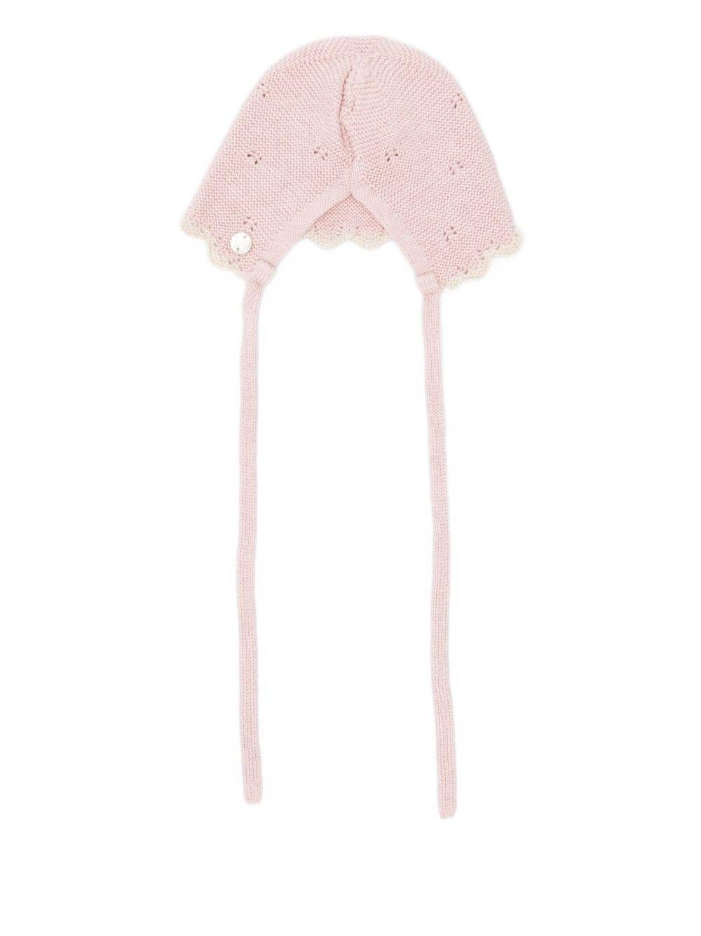 Cappello per neonata Paz Rodríguez rosa con bordo smerlato - Rubino Kids