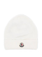 Cappello per neonati Moncler Enfant bianco con ricamo logo - Rubino Kids