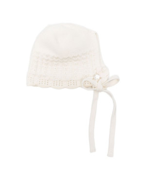 Cappello per neonati Paz Rodríguez bianco con bordo smerlato