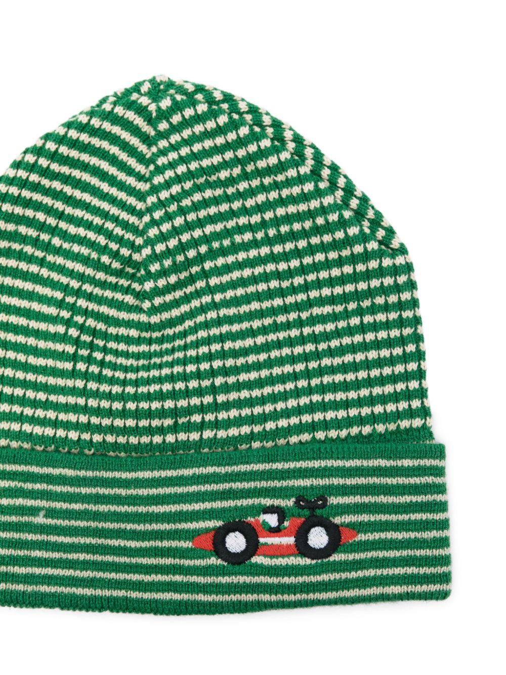 Cappello per neonato Bobo Choses verde con ricamo a forma di auto - Rubino Kids