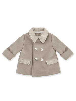 Cappotto a doppiopetto per neonata La Stupenderia beige con colletto classico