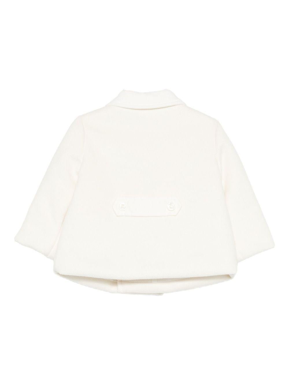Cappotto a doppiopetto per neonata La Stupenderia bianco con colletto classico - Rubino Kids