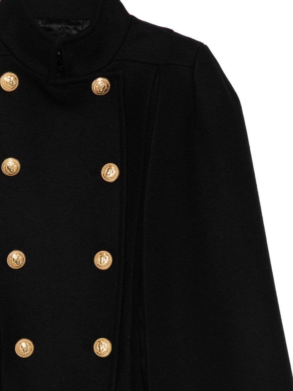 Cappotto a mantella per bambina Balmain Kids nera con collo alto - Rubino Kids