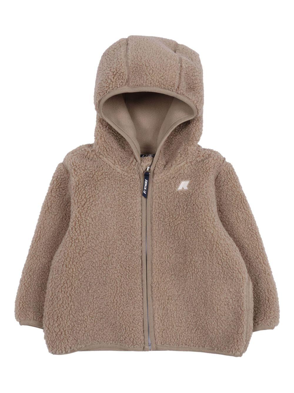 Cappotto in pelliccia sintetica per neonati K Way Kids beige con cappuccio effetto teddy - Rubino Kids