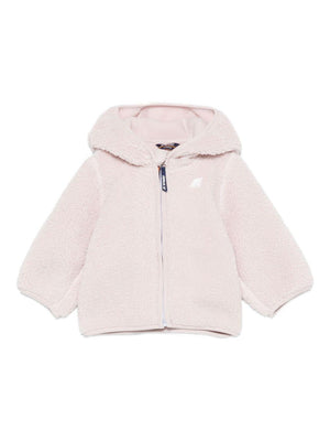 Cappotto in pelliccia sintetica per neonati K-Way Kids rosa con cappuccio effetto teddy