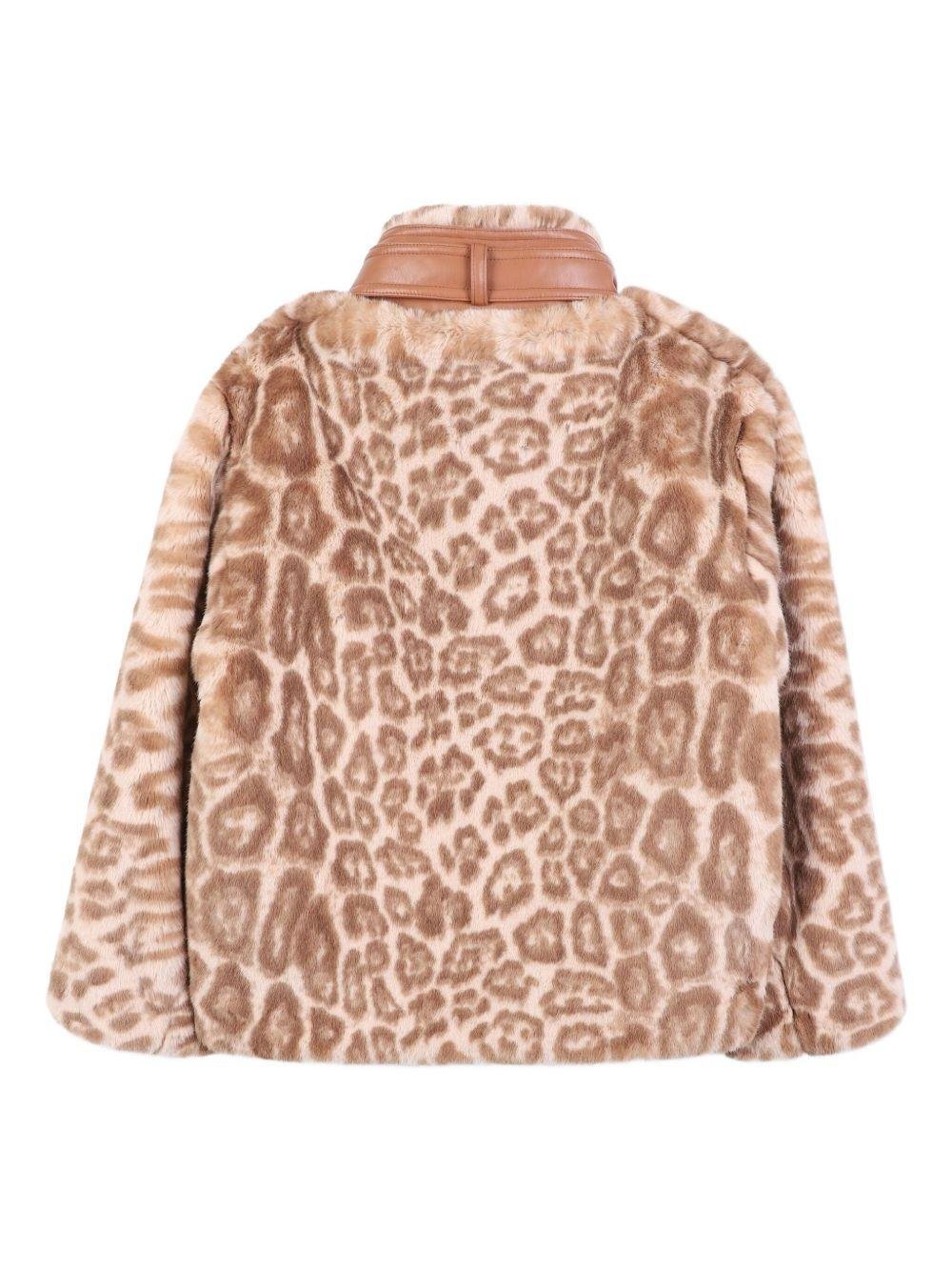 Cappotto per bambina Chloé Kids animalier con chiusura frontale nascosta - Rubino Kids