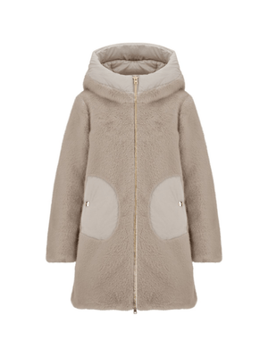 Cappotto per bambina Herno Kids beige con pelliccia sintetica