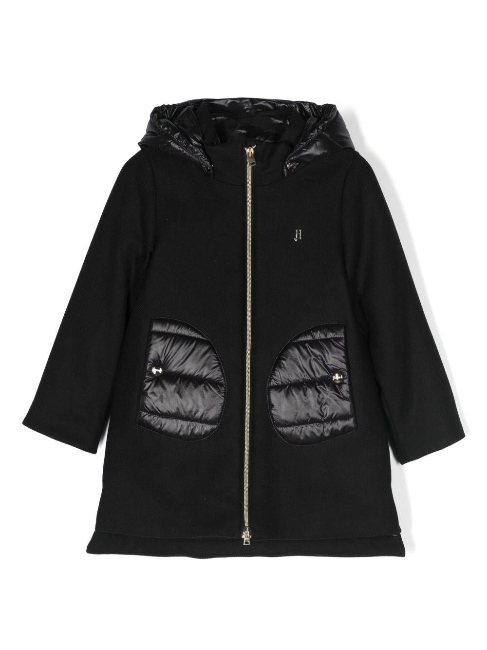 Cappotto per bambina Herno Kids nero con cappuccio - Rubino Kids