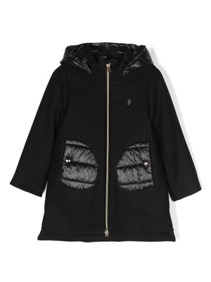 Herno Kids black hooded coat for girls