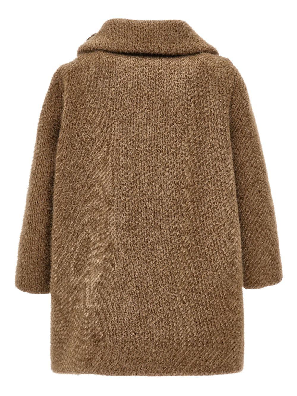 Cappotto per bambina Monnalisa marrone con dettaglio rosa - Rubino Kids