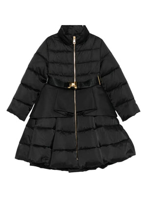 Cappotto per bambina (senza cintura) Elisabetta Franchi La Mia Bambina nera con dettaglio volant