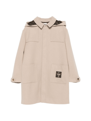Fendi Kids beige coat for boys with logo application