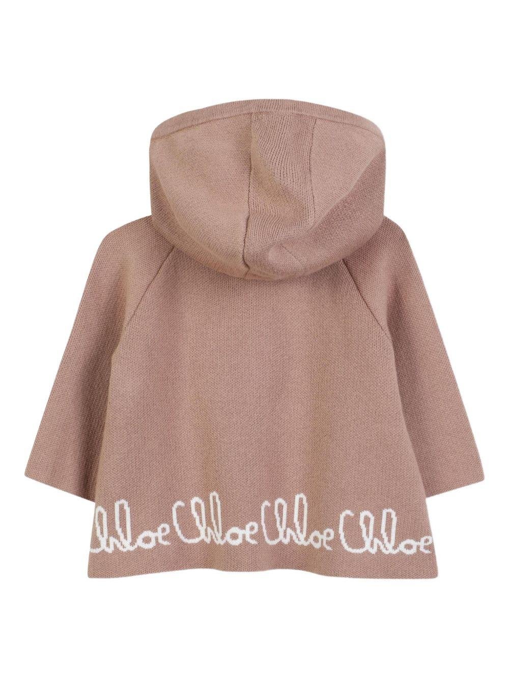 Cappotto per neonata Chloé Kids marrone con scritta con logo - Rubino Kids