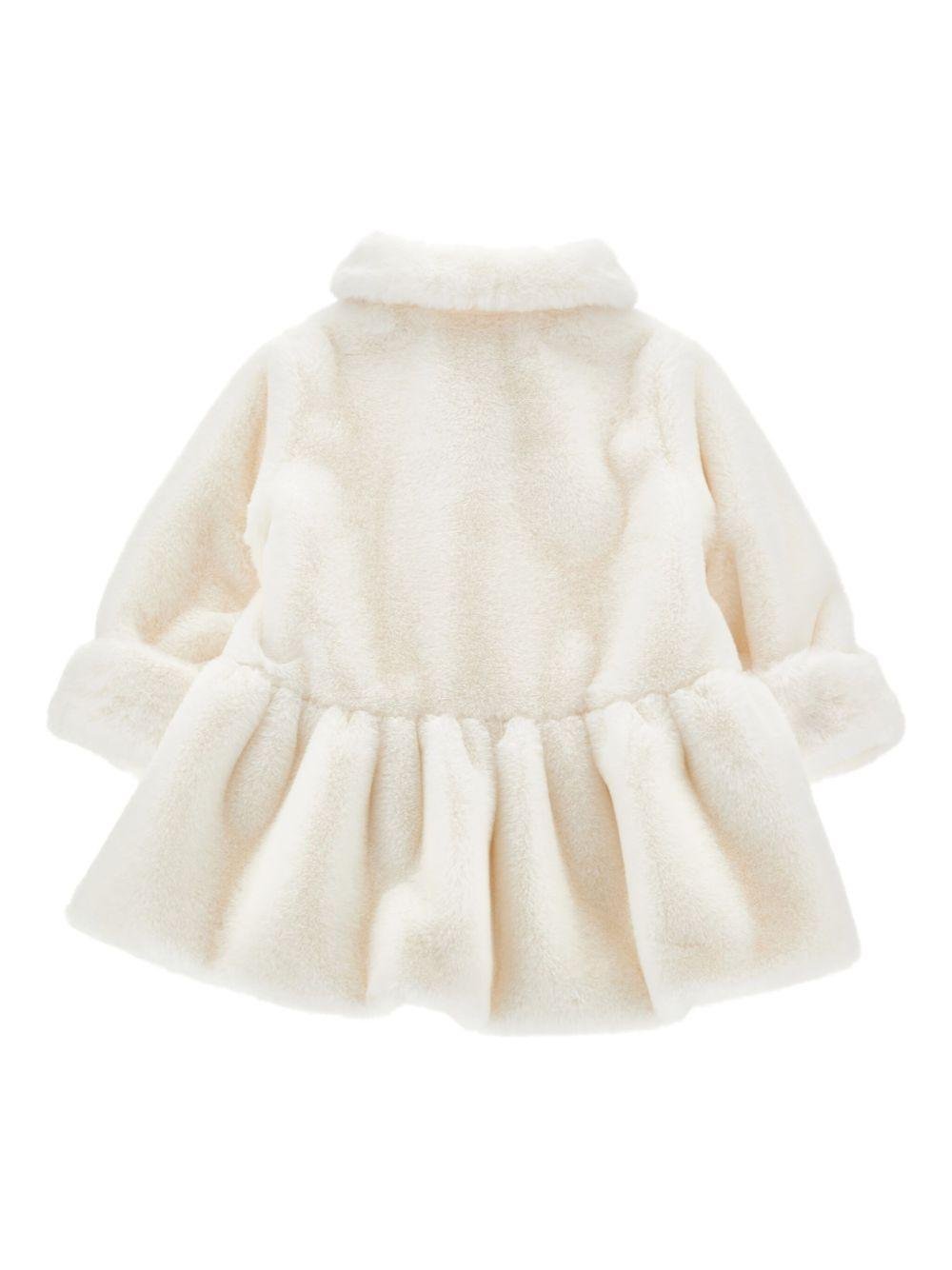Cappotto per neonata Monnalisa bianco con orlo plissettato - Rubino Kids