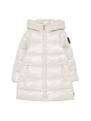 Save The Duck Kids beige quilted coat for girls with hood