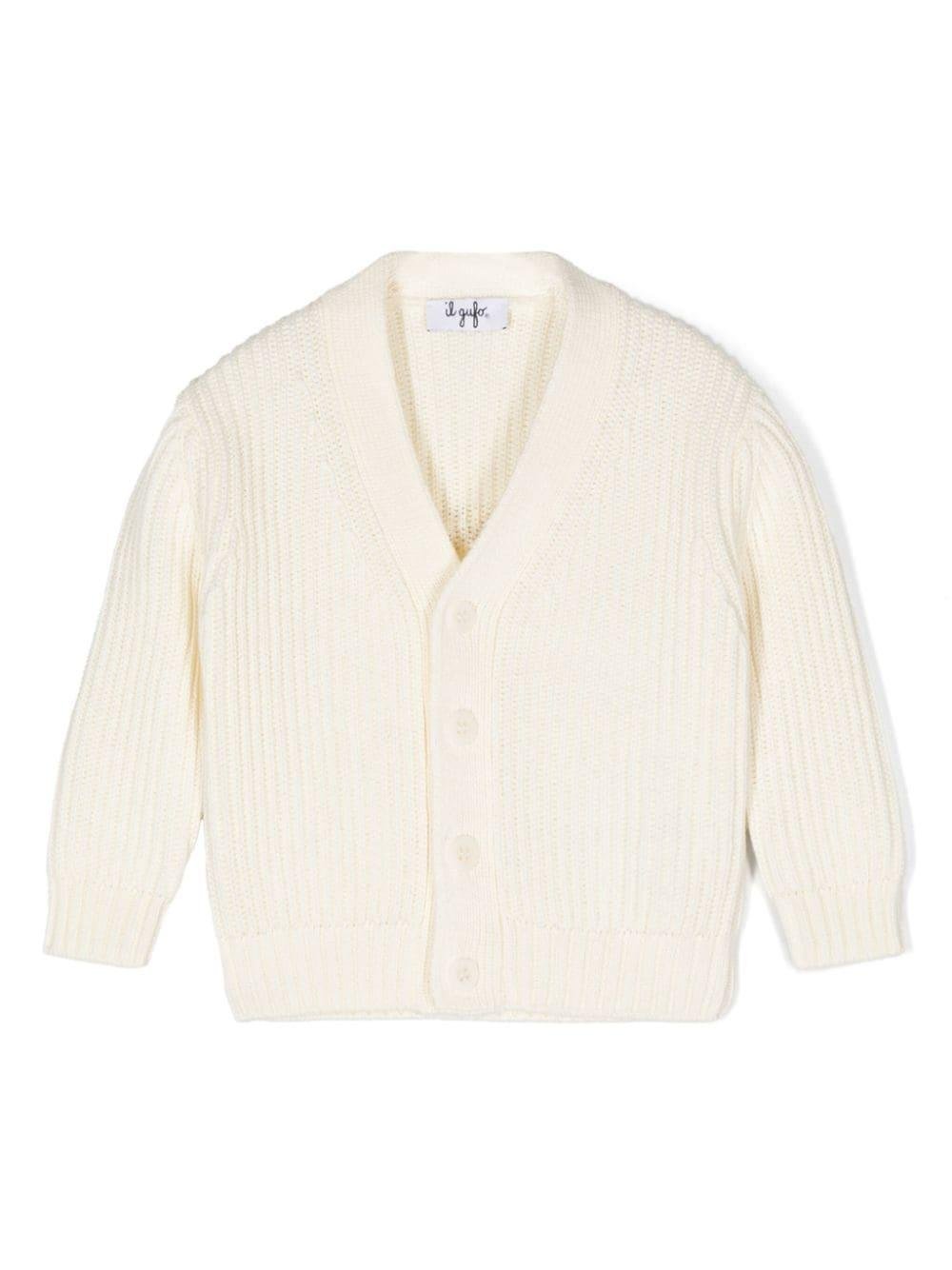 Cardigan a coste per neonato Il Gufo bianco con maniche lunghe - Rubino Kids
