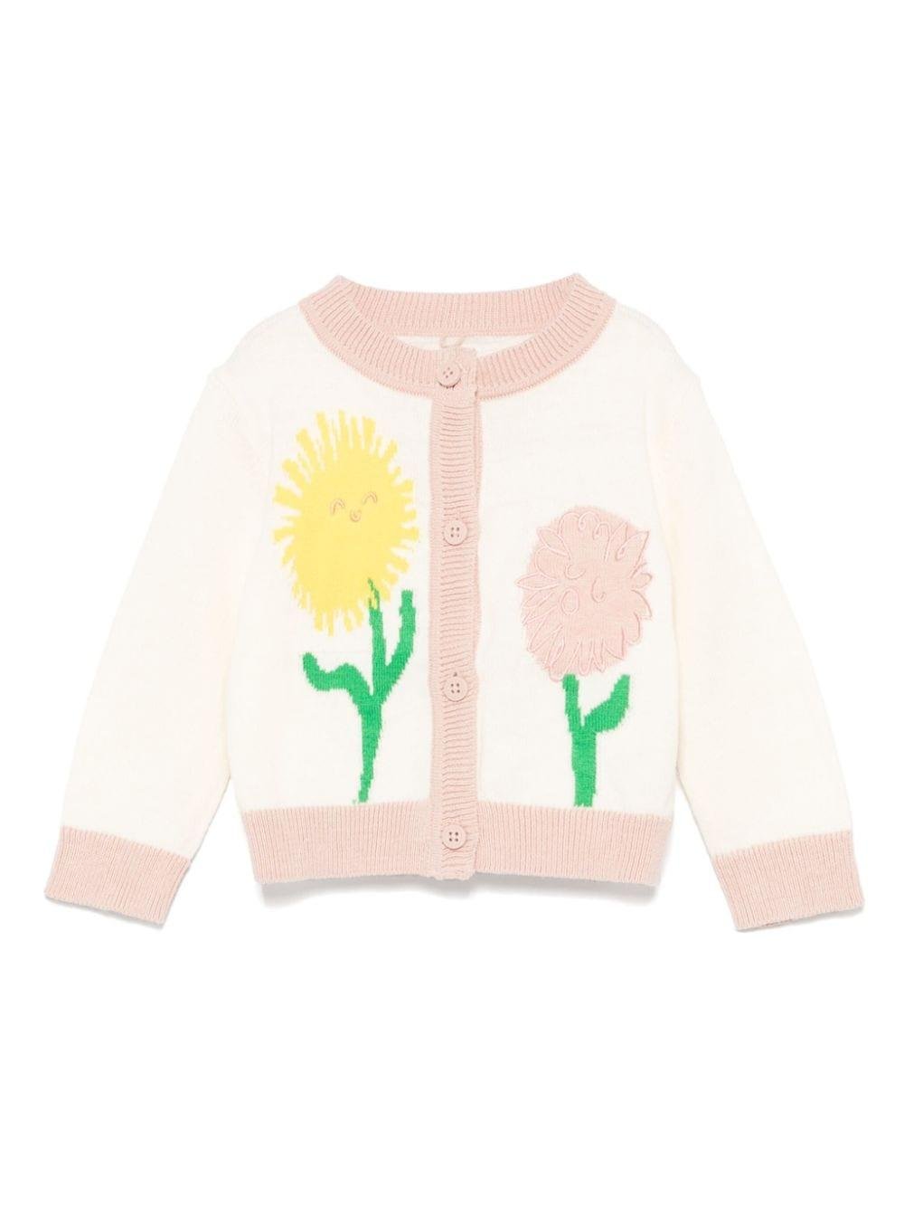 Cardigan beige per neonata con ricamo a fiori Stella McCartney Kids - Rubino Kids