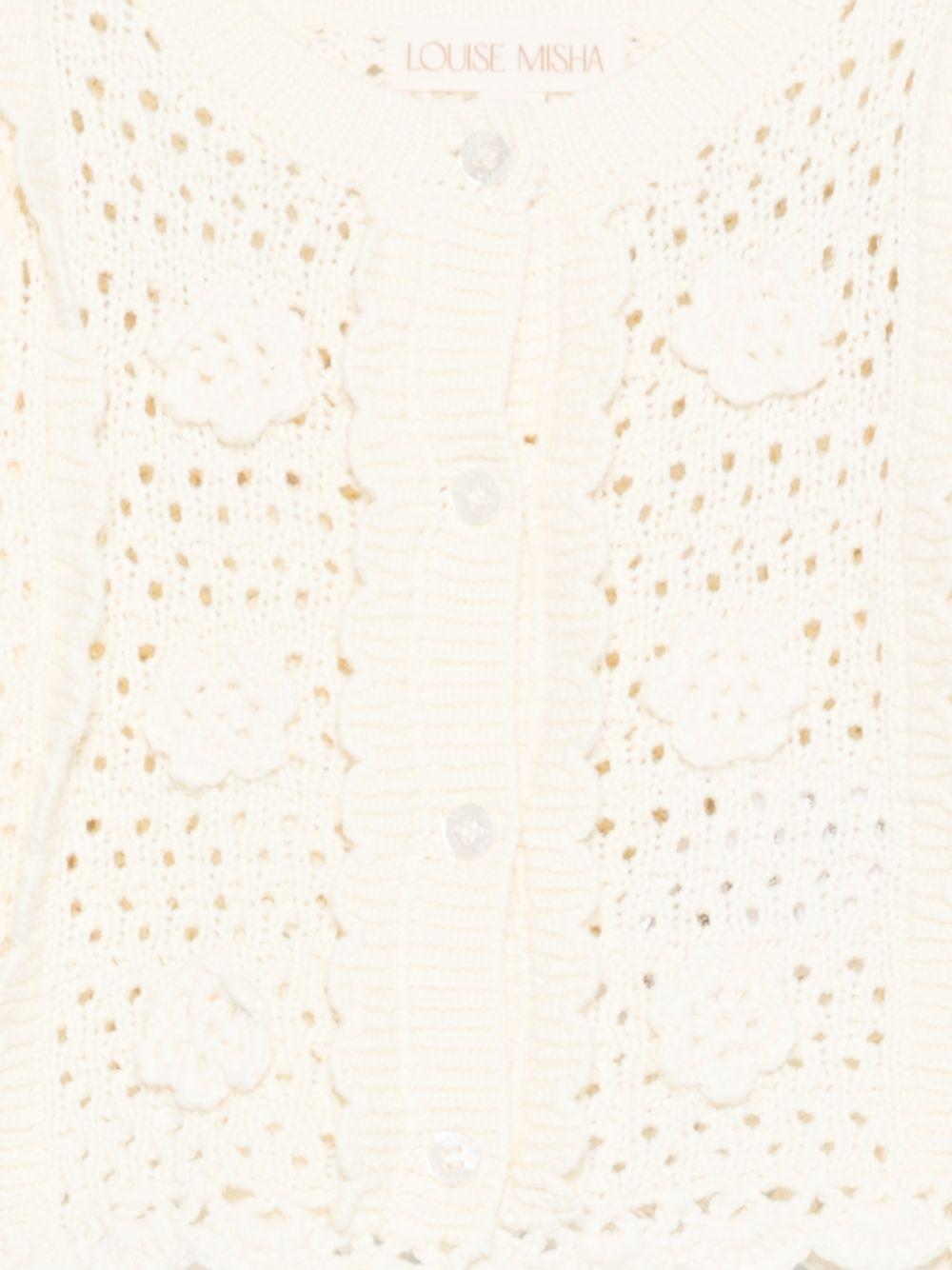 Cardigan Chai per neonata Louise Misha bianco con trama ricamata - Rubino Kids