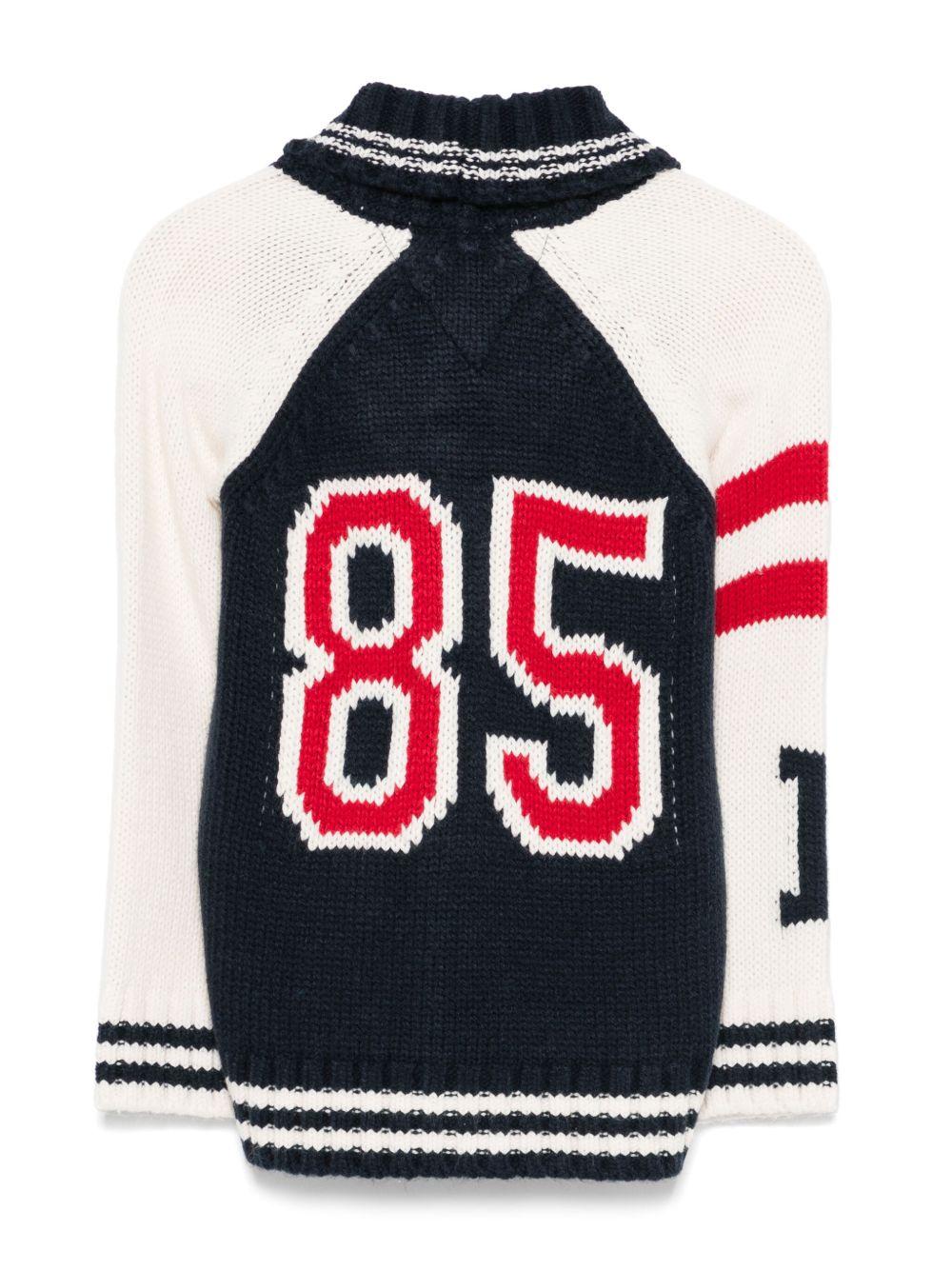 Cardigan con logo per bambino Tommy Hilfiger Junior blu con revers a scialle - Rubino Kids