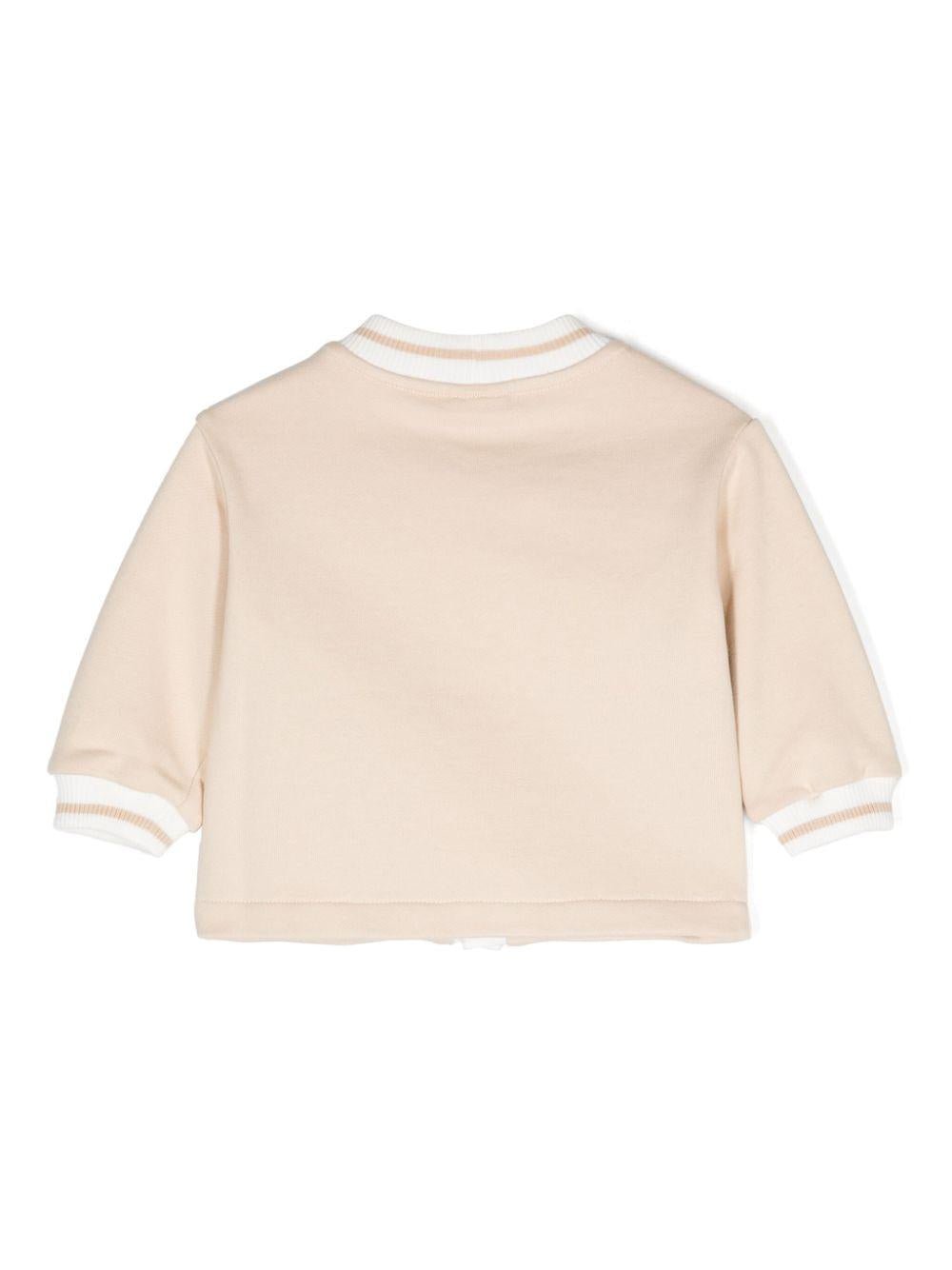 Cardigan con ricamo logo per neonata Fendi Kids beige con chiusura con bottoni - Rubino Kids