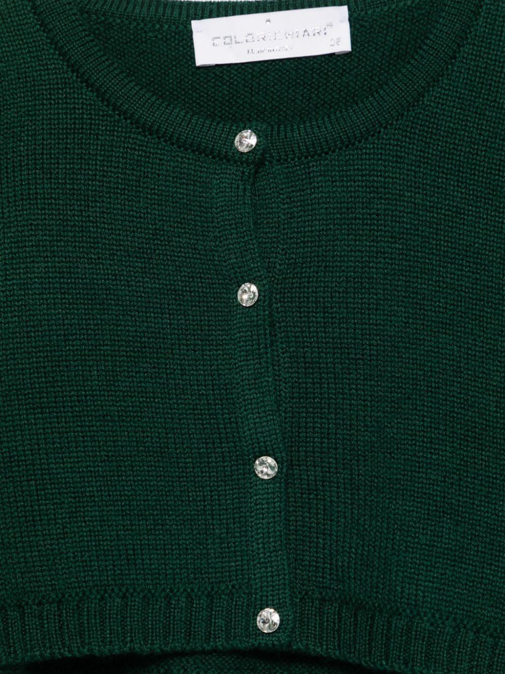 Cardigan crop per bambina Colorichiari verde con design lavorato a maglia - Rubino Kids