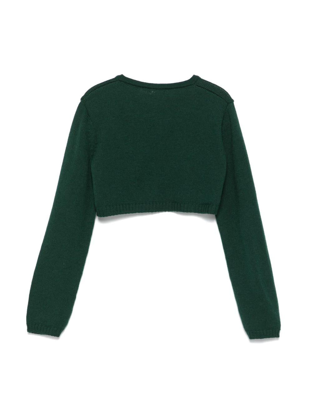 Cardigan crop per bambina Colorichiari verde con design lavorato a maglia - Rubino Kids