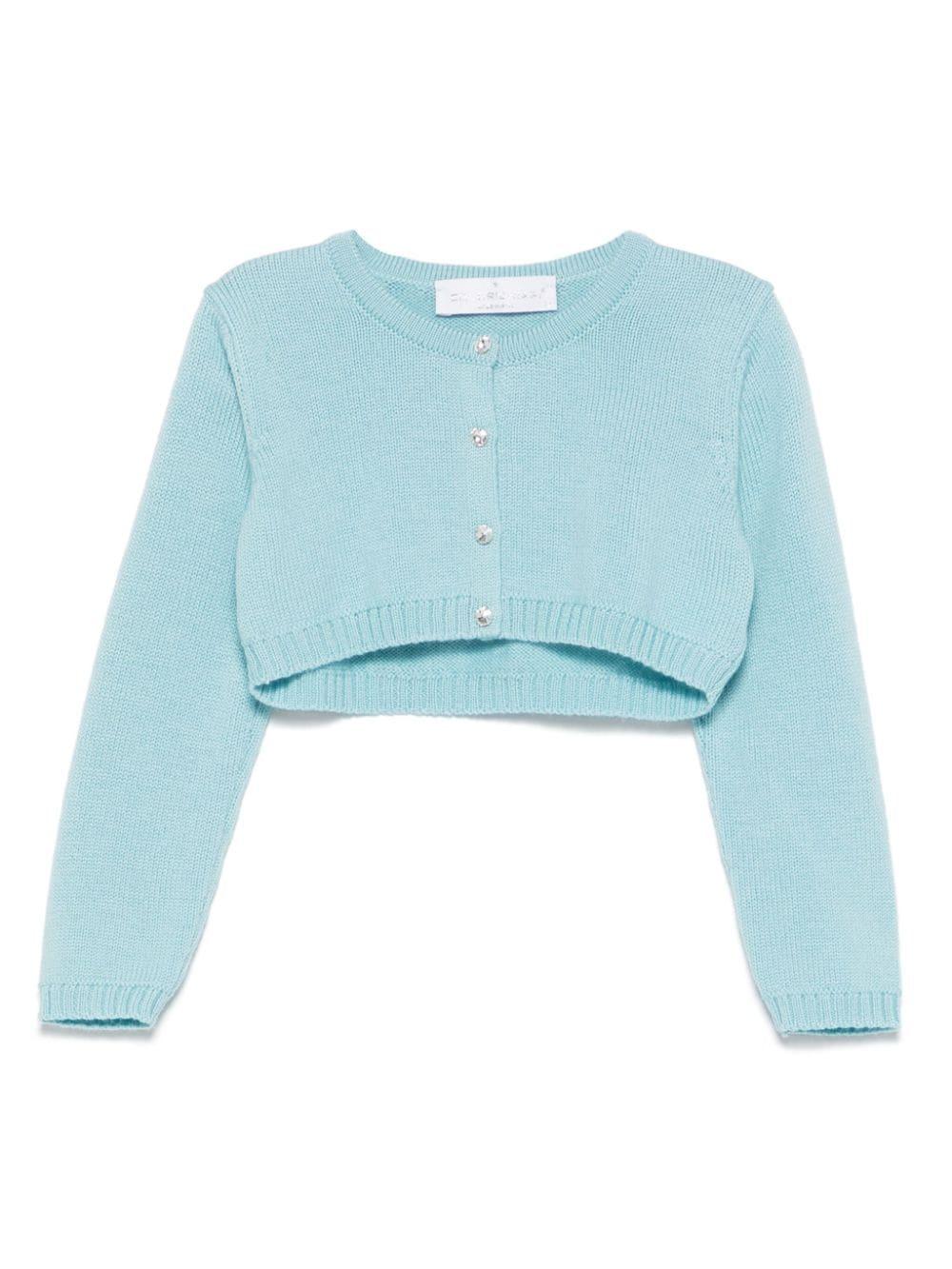 Cardigan crop per neonata Colorichiari azzurro con design lavorato a maglia - Rubino Kids