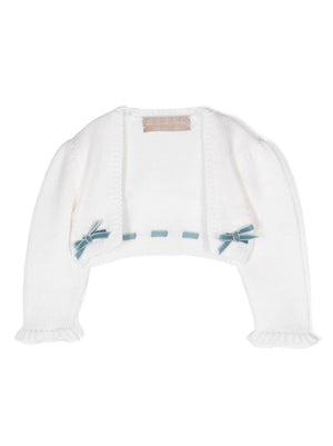 Cardigan crop per neonata La Stupenderia bianco con fiocco