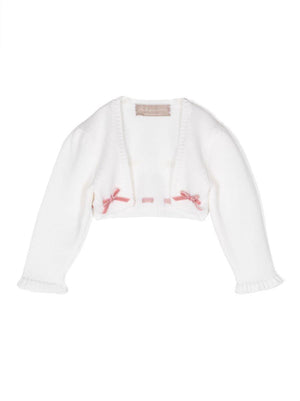 Cardigan crop per neonata La Stupenderia bianco con fiocco